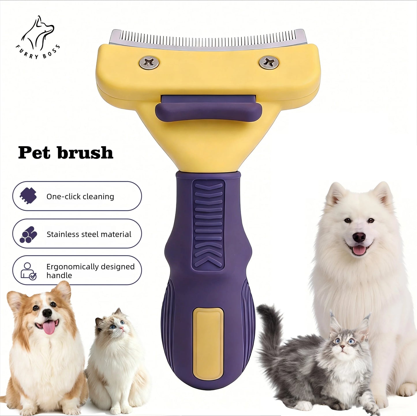 Pet Brush, Grooming Tool, Deshedding Comb, Teddy and Golden Retriever Hair Removal Brush, Pet Cleaning Supplies, Dog Brush