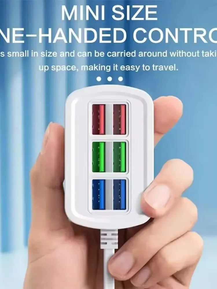 Fast USB Charger 6 in 1 Power Strip Desktop Charging Station Fast Charging 1m Cord USB HUB Adapter Socket for iPhone 16 15 Home