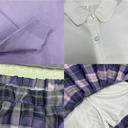 Ensemble enfant Kuromi, jupe plissée, cardigan, pull, style scolaire automnal, style princesse kawaii, uniforme scolaire JK