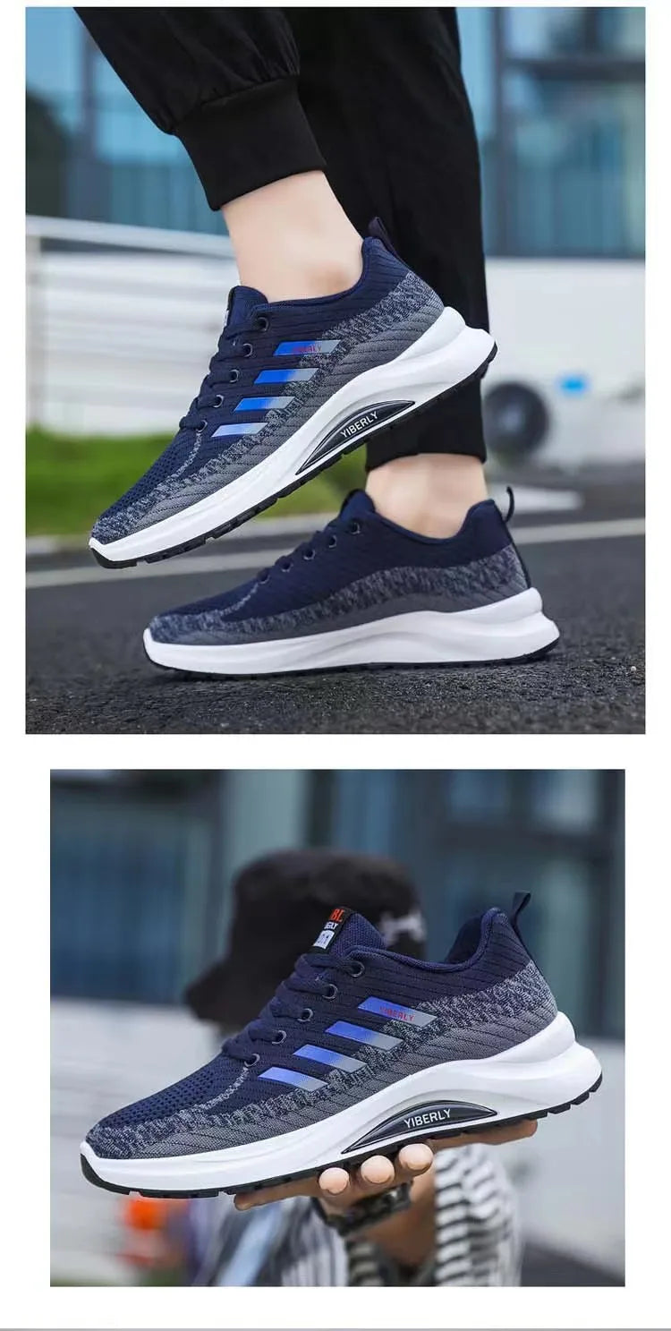 Men's Fashionable Sporty Casual Shoes Spring Autumn New Style Running Shoes Breathable Mesh Upper Thick Bottom PVC Outsole