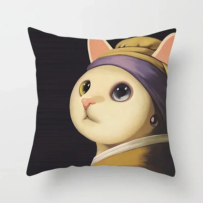 Creative Cartoon Oil Painting Mona Lisa Van Gogh Cushion Cover Portrait Painting Throw Pillow Case Cojines Decorativos Para Sofa