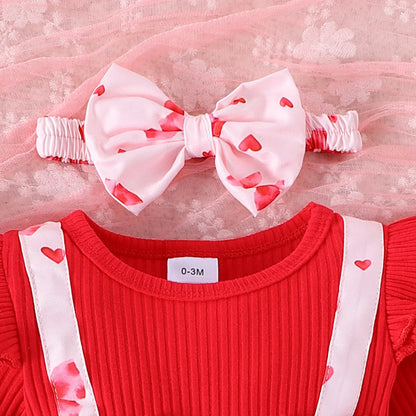 2PCS  Spring And Autumn New Style For Girls 0-1 Years Old Sweet And Comfortable Pit Strip Long-Sleeved False Straps Hat Dress