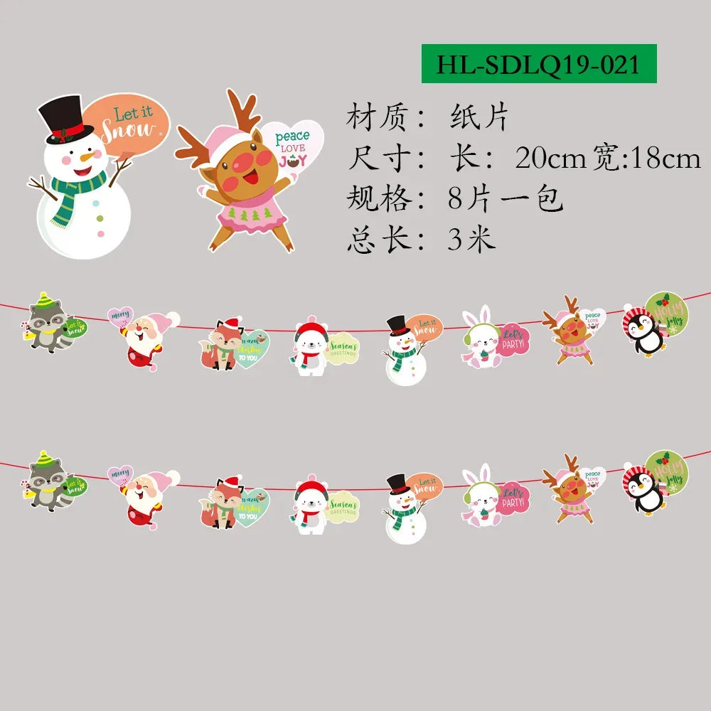 Christmas Banner Tree Ornaments Merry Decoration for Home 2025 Santa Claus Pendant Xmas Gifts New Year 2026 Flag Party Pulling
