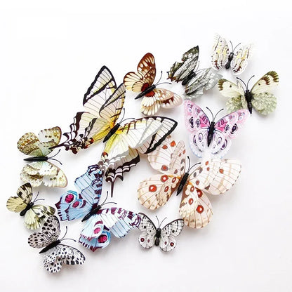 Magentic 3D Double-layer Butterfly Wall Stickers Magnet Refrigerator Stickers Home Girl Kids Room Wedding Christmas Decoration