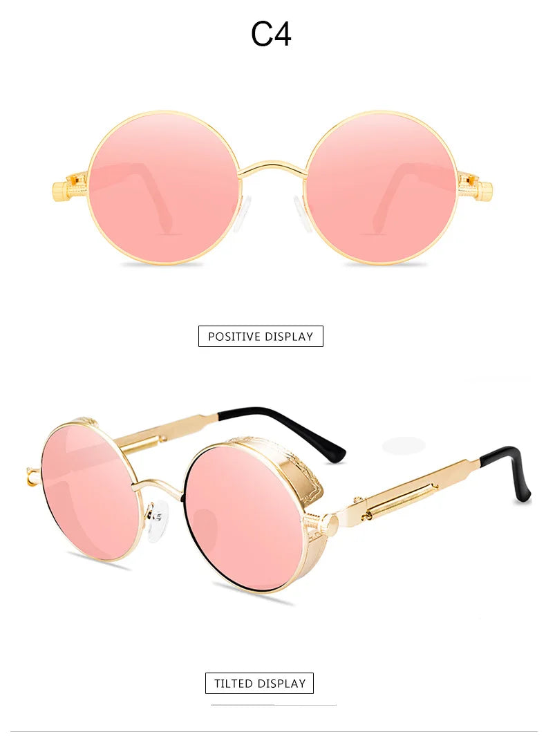 Metal Steam Punk Style Sun Glasses Steampunk Fashion Men Retro Round Sunglasses