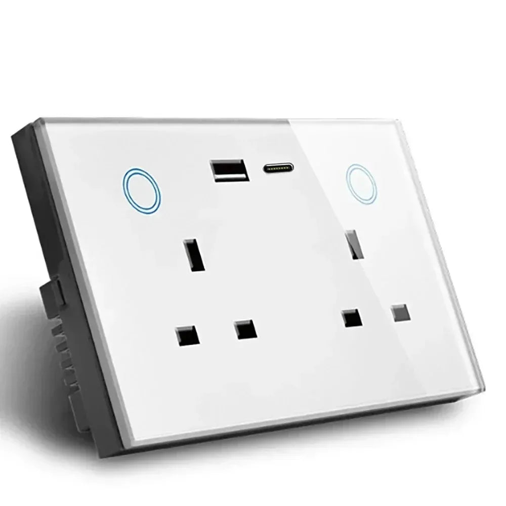 Melery WIFI Smart Tuya USB Type C PD 20W Wall Socket UK Plug Outlet Power Monitor Touch Switch Wireless Remote Alexa Google Home