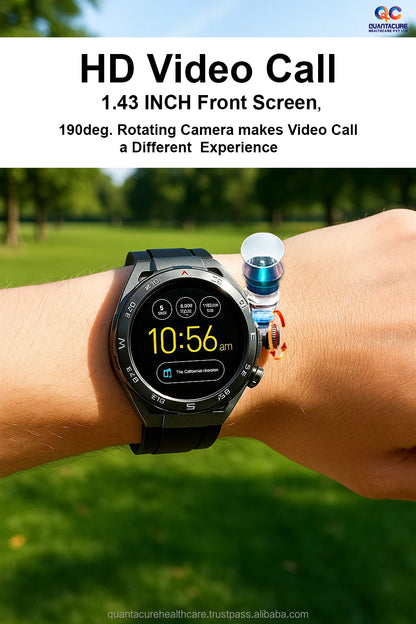 2025 QC AX09 HW18 Circular Android Smartwatch 4G GPS Navigation 4+64GB WiFi Rotating Camera Video Call Health NFC IP67