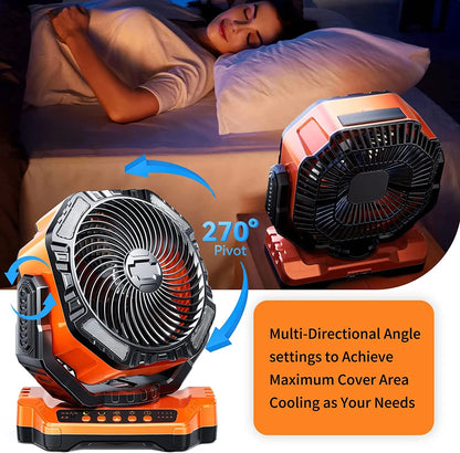 2026 Portable Wireless Fan 40000mAh Camping Fan Rechargeable Table Fan Travel Tent Fan Air Circulator Tents Outdoor Electric Fan