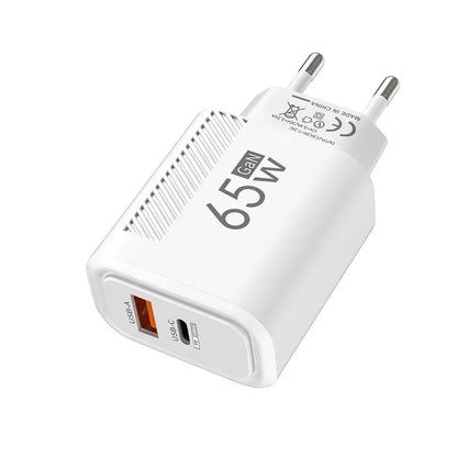 65W GaN USB C Fast Charger QC3.0 EU/US Plug Phone Charger Adapter For iPhone Samsung Xiaomi Quick Charging Type C Wall Charger