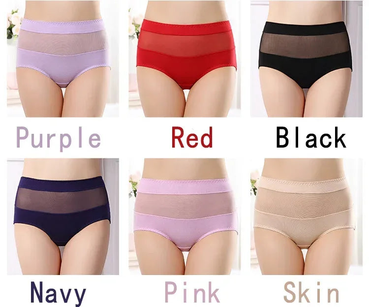 Large Size 110 Kg Triangle Underwear Women's Mesh High Waist Hip Fat Transparent Sexy Lingerie sexy panties  women panties