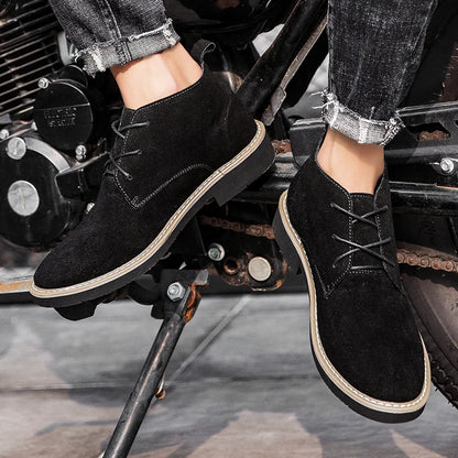 2025 Hot Selling High Top Retro Mens Casual Shoes Outdoor Wear-resistant Lace Up Flat Shoes Autumn and Winter Warm Walking Shoes