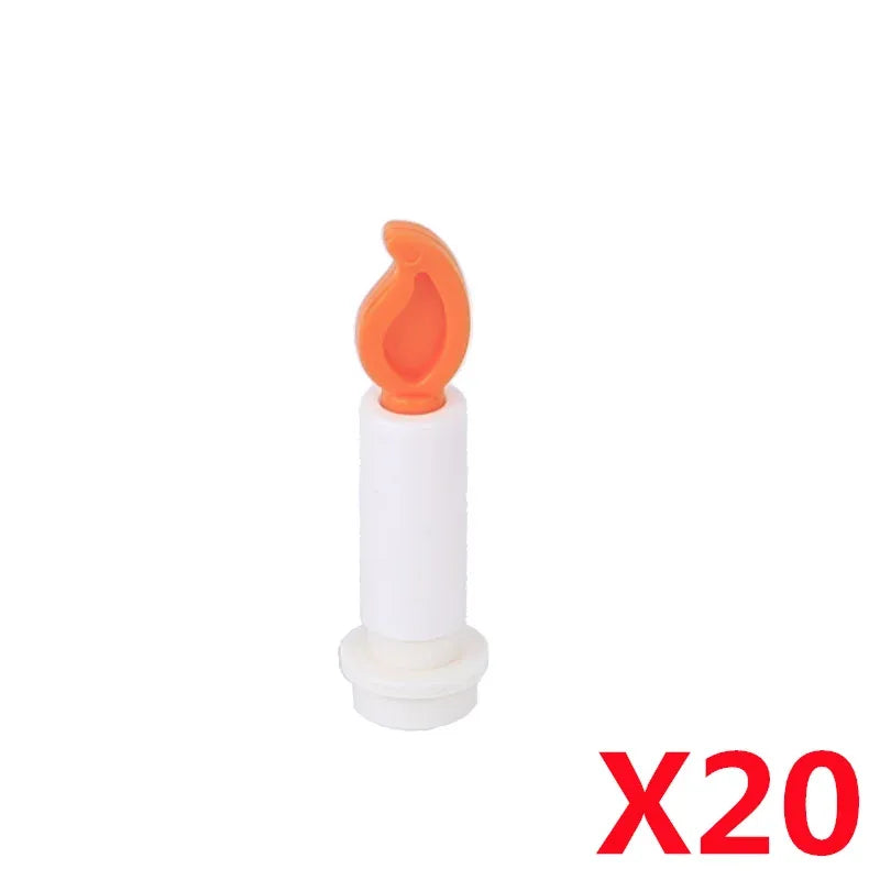 MOC Medieval Campfire Building Block Flame Wave Candle Transparent Wine Bottle Educational Toy Compatible Accessories Brick K054