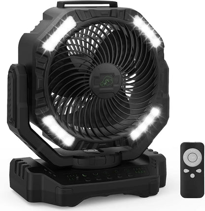 2026 Portable Wireless Fan 40000mAh Camping Fan Rechargeable Table Fan Travel Tent Fan Air Circulator Tents Outdoor Electric Fan