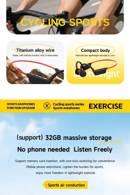 Bone Conduction Headset Wireless Swimming Sports Headphone IPX8 Bluetooth 5.4 With Mic Waterproof Exercise Fitness