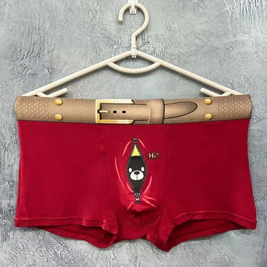 New Fashion Designer Underwear Man Novelty Underpants Men Boxers Cartoon Funny Print Male Boxer Briefs Modal Men's Panties Men