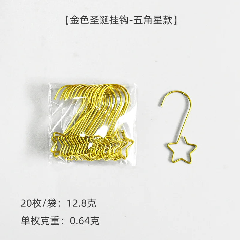 20pcs/bag Christmas Ornaments Metal S-Shaped Hooks Holder Christmas Tree Ball Pendant Hanging Decorations Home Navidad New Year