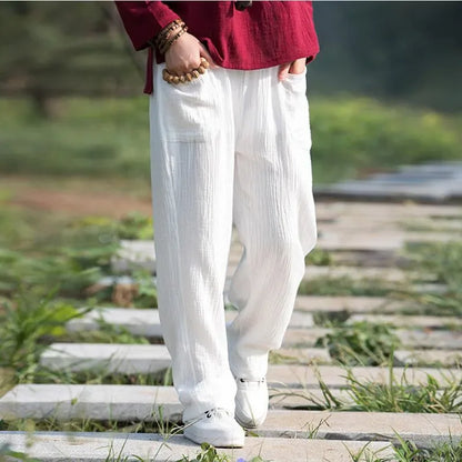 2024 Spring Women' Fashion comfortable cotton linen pants Plus size Women pleated Autumn pants with pockets 5XL 6XL pantalones