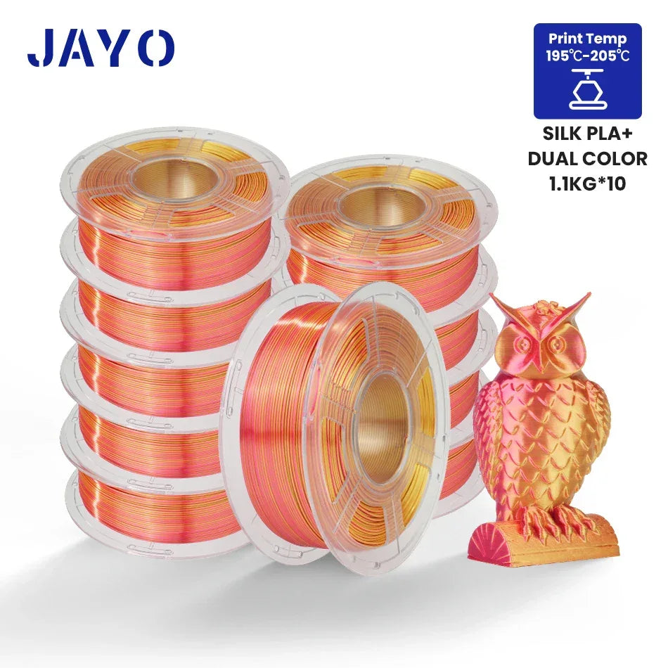 JAYO 10Rolls SILK PLA+ 3D Filament 1.75mm SILK PLA Rainbow  Filament for FDM 3D Printer SILK Dual & Triple 3D Printing Materials