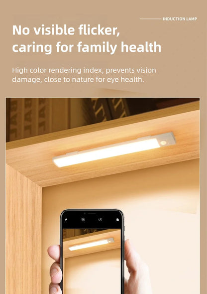 10-50cm LED Motion Sensor Light Night Wireless Lamp USB Battery Rechargeable Wall Under Cabinet For Bedroom Kitchen Lighting