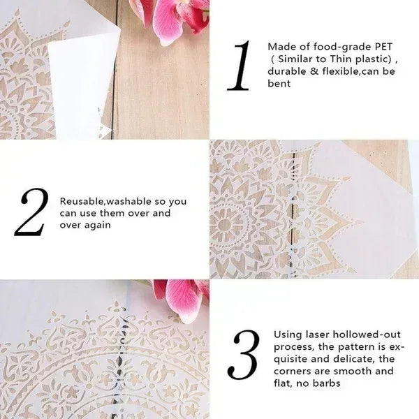 20*20 cm DIY mandala mold for painting stencils stamped photo album embossed paper card on wood, fabric wall christmas deer