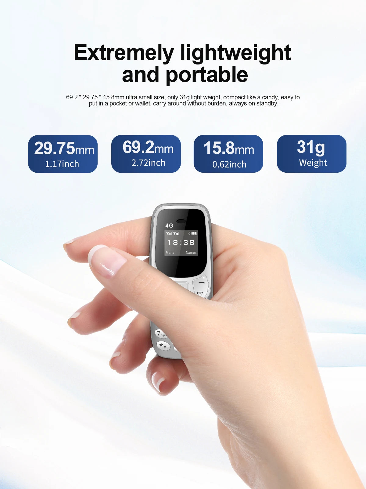 SERVO BM10 Mini Mobile Phone 2G GSM/4G LTE Speed Dial Call Recording MP3 Player Blacklist Dual SIM Standby Smallest Cellphones