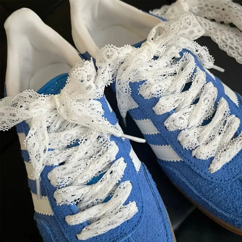 120cm Lace Shoelaces for Women Casual Shoes 3CM Width Flat Shoelace for Sneakers Black White Hollow Out Shoe Laces Accessorices