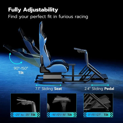 Sim Racing Cockpit with Adjustable Seat Wheel Stand for PS5 PS4 PC Gaming