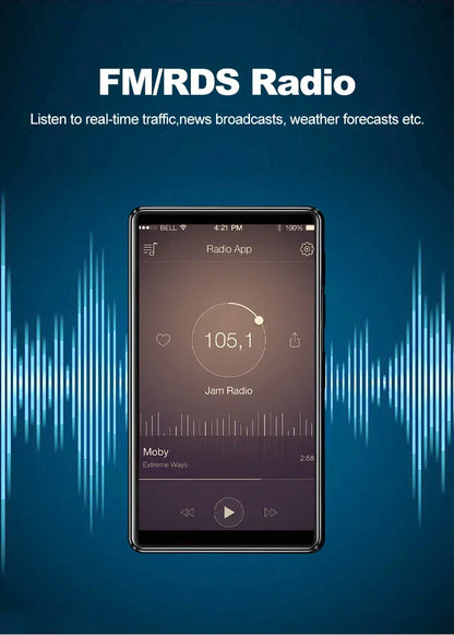 MP3 MP4 HIFI Stereo Player 3.97-inch 1080P HD Full-Screen Touch with Bluetooth and 2.4G/5G WiFi FM Radio Recording Ebook