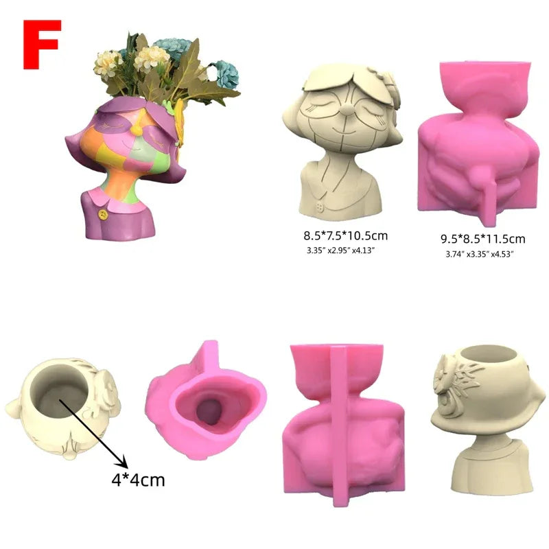 21 Types Nonstick Girls Pen Holder Mold Flower Pot Silicone Mold DIY Crafts Ornament Tool DIY Succulent Planter Mold