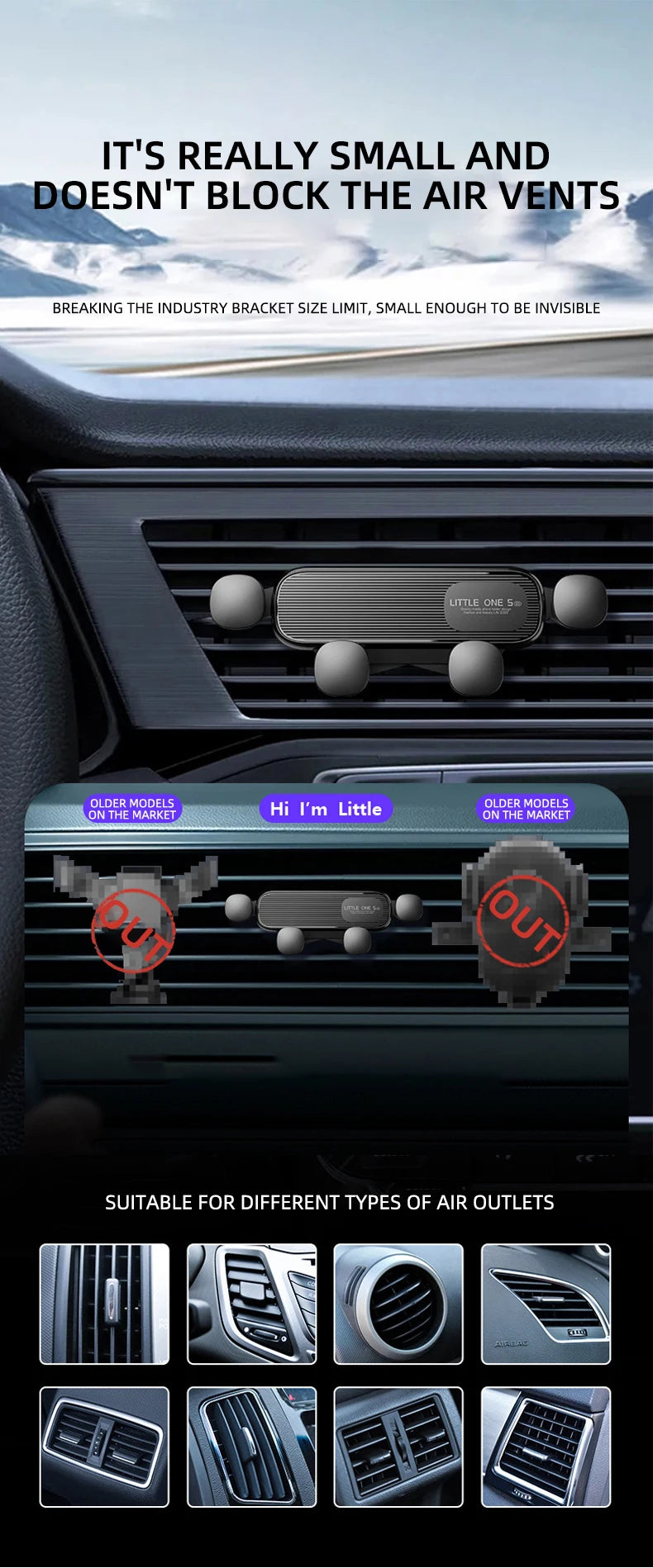 Gravity Car Phone Holder Car Air Vent Phone Holder for 4.7-6.9inch Smartphone Car Interior Stand Supports for Huawei iPhone