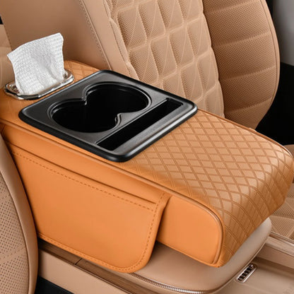 Car Armrest Box Heightening Cushion With Cup Holder Tissue Box Side Storage Pocket For Auto Interior Arm Rest Cover Height Pad
