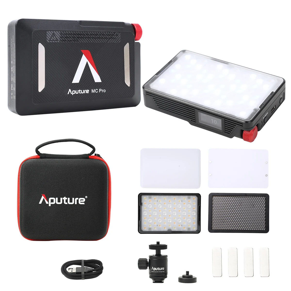 Aputure MC Pro RGBWW LED Light, 2000K-10000K Support Magnetic Attraction IP65 Protection 15 Built-in Light Effects App Control