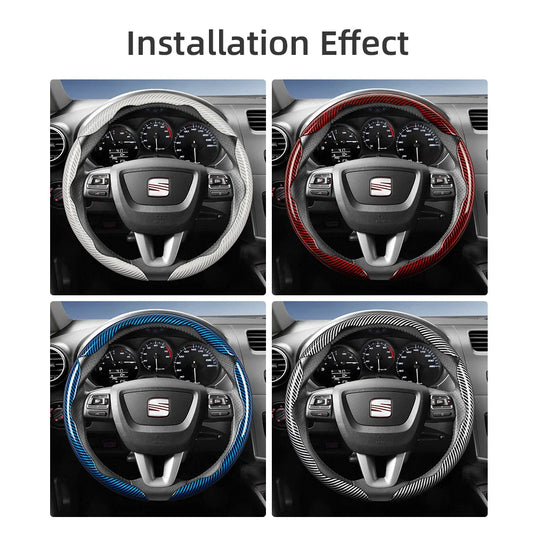 Suitable for Seat Carbon Fiber Texture Steering Wheel Cover with Segmented Quick-Release Design, Durable, for Models Such as Ibiza, Arona, Leon, Leon Sportstourer, Ateca, Etc., in Black, Blue, Red, Silver, and White by PDG ibma