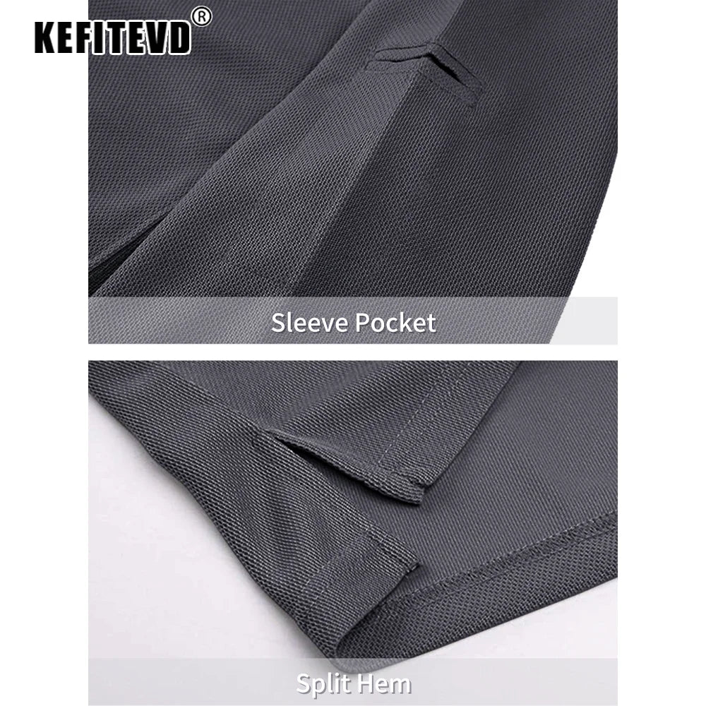 KEFITEVD Summer Golf T-shirts Men's Short Sleeve Quick Drying Polo Shirt Lightweight Outdoor Hiking Camping T-shirts Tee Tops
