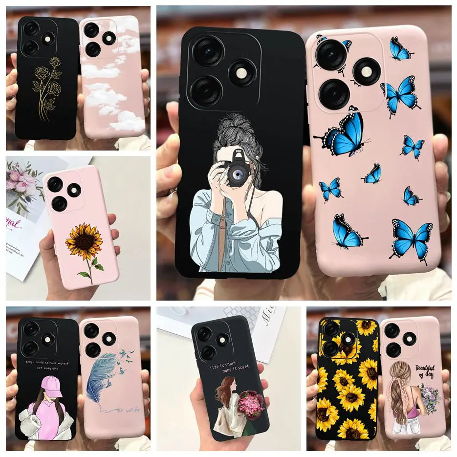 For Tecno Spark 20 Case Spark 20C BG7n Prety Girls Butterfly Painted Phone Case For Tecno Spark 20 Pro Spark20 C Soft TPU Fundas