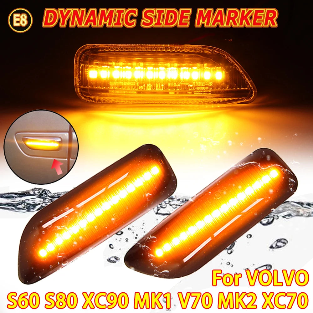 For Volvo XC90 S80 XC70 V70 S60 2001- 2009 LED Dynamic Turn Signal Light Side Mirror Sequential Lamp Blinker Indicator
