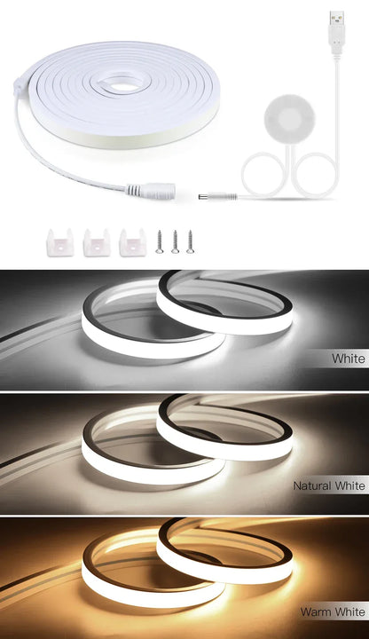 DC5V USB Touch Sensor Dimmable and Hand Sweep Switch COB Light LED Strip Neon Silica Gel Tape Waterproof Backlight DIY Home