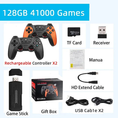 X2 Ultra Retro Video Game Console 4K 3D HD Handheld Game Stick Game Wireless Controller TV Game Play 256G Retro Games Man Gifts