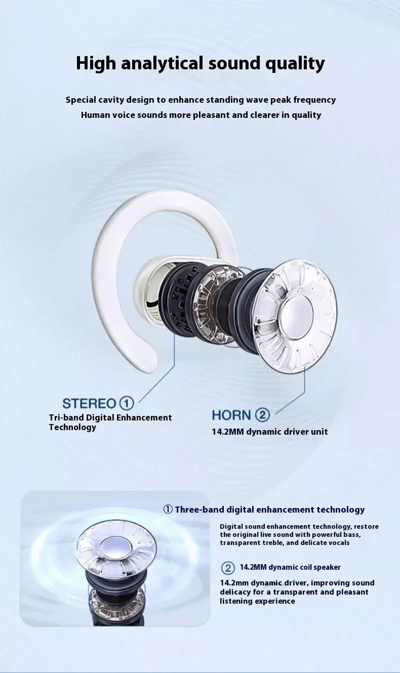 OWS Headphones Over-Ear Open-Ear Wireless Bluetooth Earphones Style Noise Cancellation Rotatable Feature With Mic Portable Audio