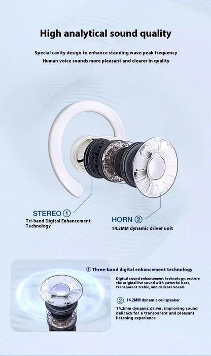 OWS Headphones Over-Ear Open-Ear Wireless Bluetooth Earphones Style Noise Cancellation Rotatable Feature With Mic Portable Audio