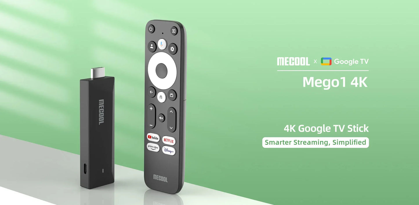 [Genuine] 2025 Newest Mini TV Stick MECOOL MEgo1 4K HDR 2GB+8GB 5G Built-in wifi LAN 100M Best Google Certified Netflix TV Stick