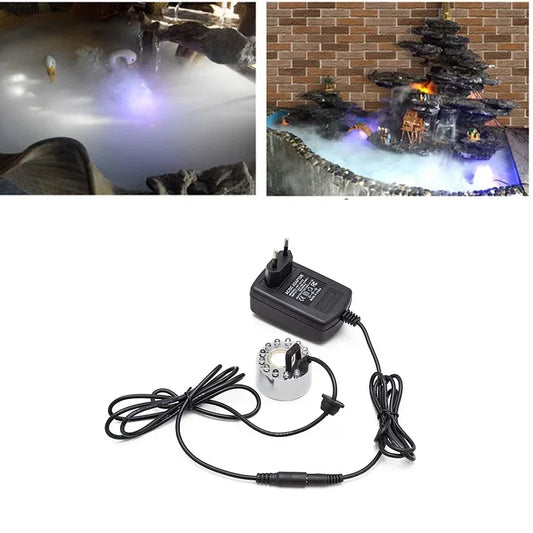 Pulvérisateur horticole pour piscine, brumisateur ultrasonique à lumière colorée LED clignotante pour décoration d'Halloween, fontaine, bassin, brumisateur