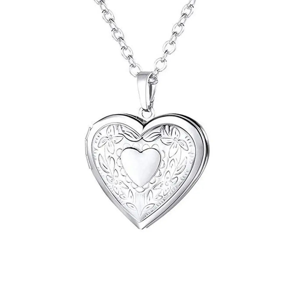 New Love Heart Photo Picture Locket Valentine's Day Gift For Lover Couples Friend Heart Secret Message Pendant Chain Jewelry