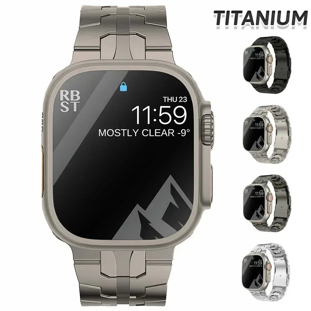 Titanium Strap for Apple Watch Ultra2 49mm 45 46 44mm 38mm 41mm Band Luxury Men's Style Bracelet for IWatch SE 10 9 8 7 6 5 4 3
