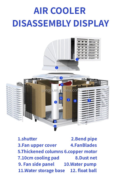1.5kw 220v Outdoor Evaporative Mobile Wall Mounted Window Type Industrial Water Air Cooler Air Conditioner