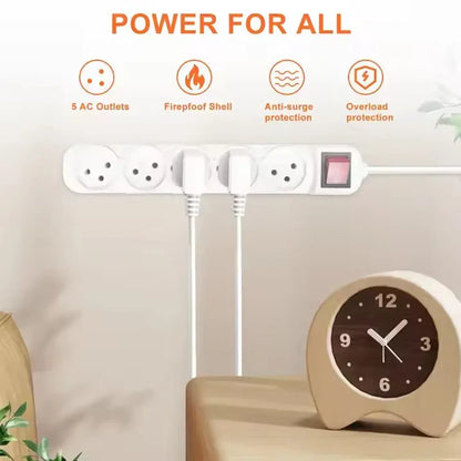 Melery Power Strip Israel Plug Outlets 3/4/5 Way AC Electric Switched Sockets 16A Wire Extension Cord Wall Mounted Home Office
