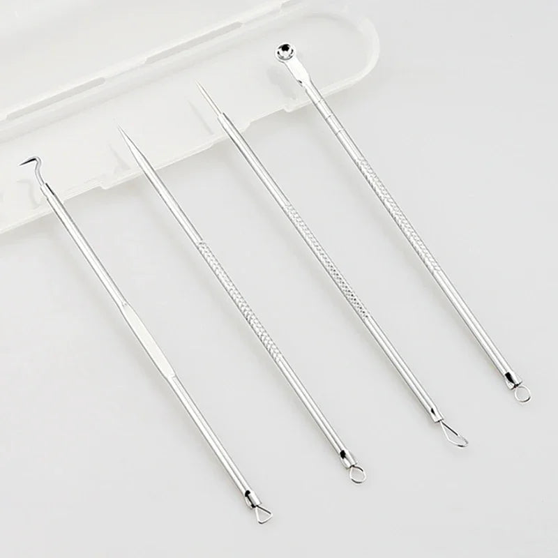 4Pcs Blackhead Removal Needles Black Dots Cleaner Stainless Steel Spot Extractor Acne Treatment Needle Face Clean Care Tool
