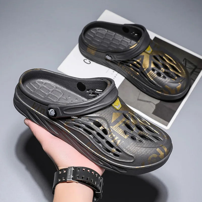 Plus Size 49 Men Non-slip Sandals Clogs Men and Women Home Beach Slippers Breathable Lightweight Men Outdoor House Slides