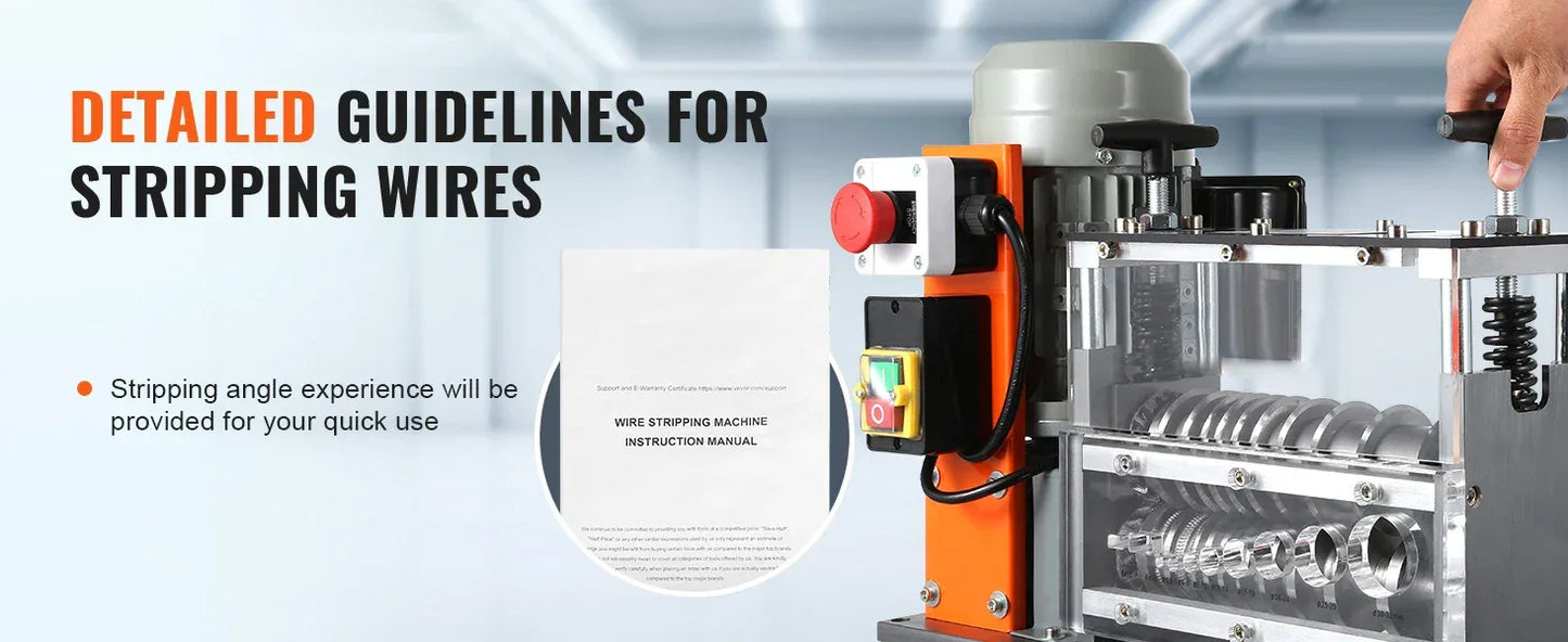 SucceBuy Electric Wire Stripping Machine Cable Stripper Peeler 750W 1.5-32mm 10 Channels Acrylic+Aluminum Scrap Copper Recycling
