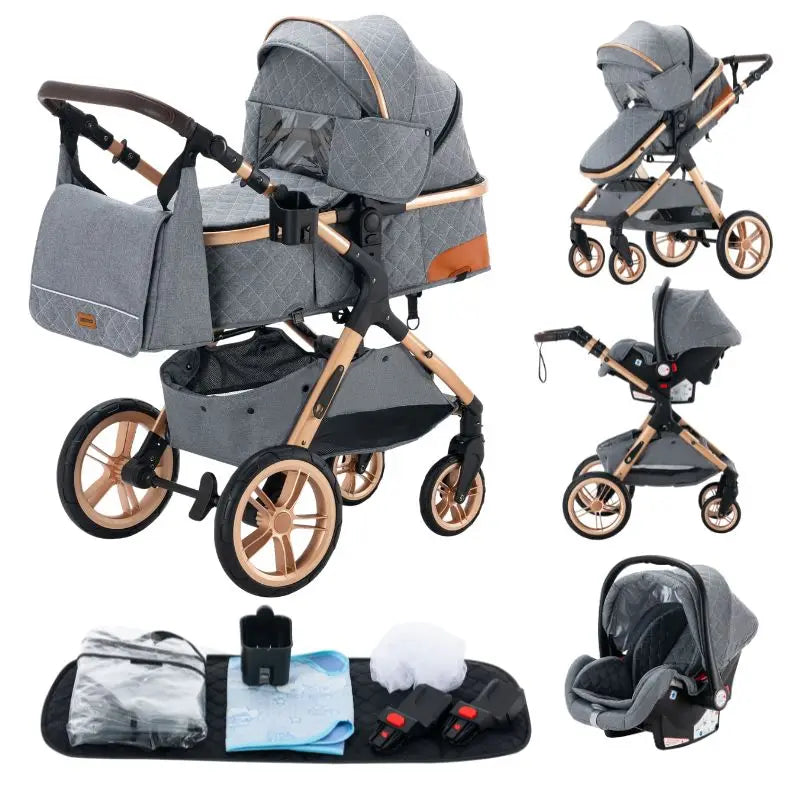 Newest Baby Stroller 3 in1 Multifunctional Stroller Easy Folding Travel Portable Baby Carriage Safety Seat EU Standard